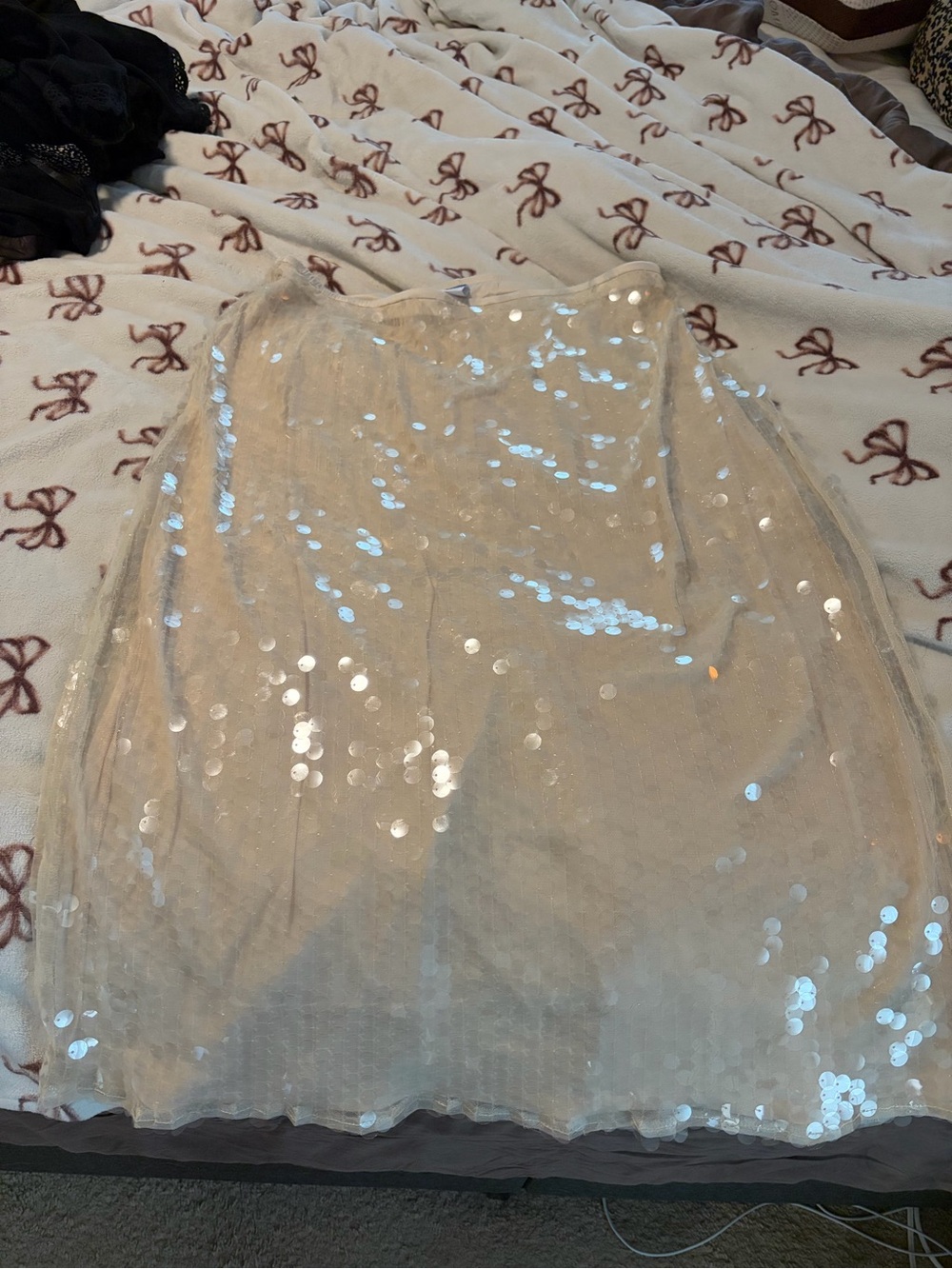 Old Navy Ivory Sequin A-Line Skirt